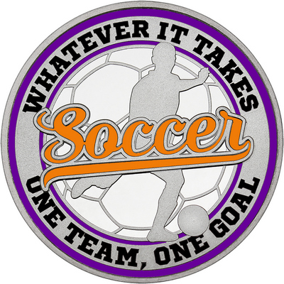 Orange "Soccer" with Purple Outer Circular Borders
